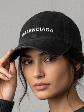 Designer Women's Ball Cap Outdoor Black One Size Distressed Look